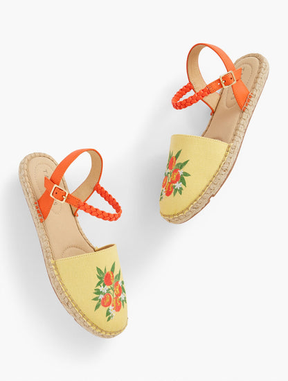 IZZY BRAID EMBROIDERED CANVAS ESPADRILLES | Talbots