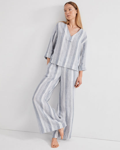 LINEN OMBRÉ STRIPE V-NECK TOP | Talbots