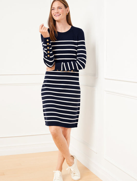 CREWNECK SWEATER DRESS - BRETON STRIPE | Talbots