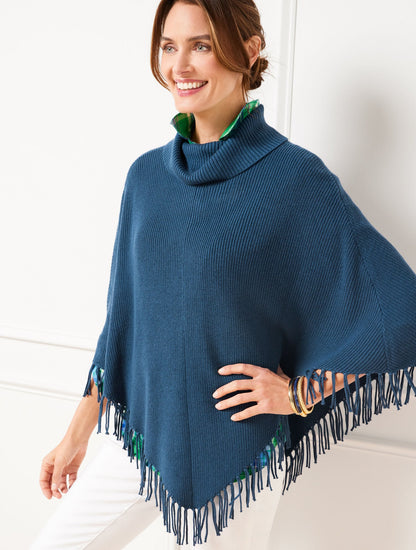 FRINGE KNIT PONCHO | Talbots