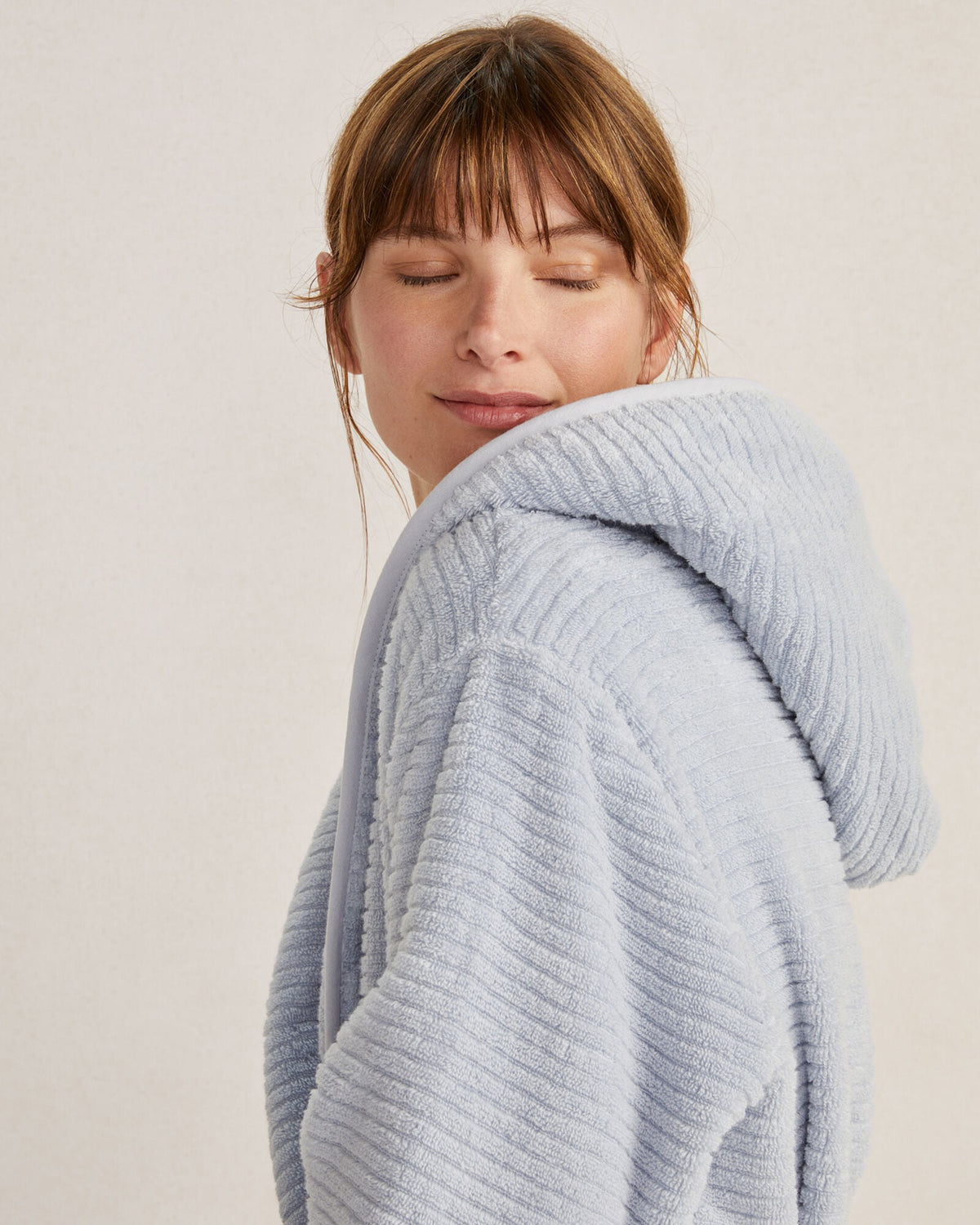 ORGANIC COTTON RIBBED TERRY HOODED ROBE | Talbots
