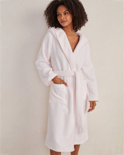 ORGANIC COTTON RIBBED TERRY HOODED ROBE | Talbots