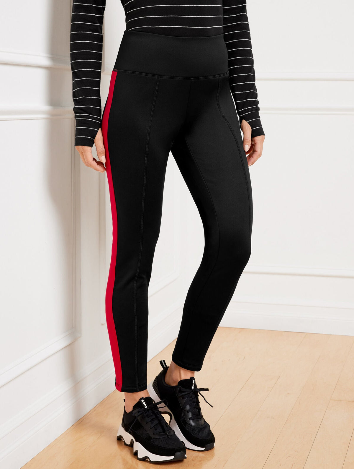 FLEECE BACK LEGGINGS - SIDE STRIPE | Talbots