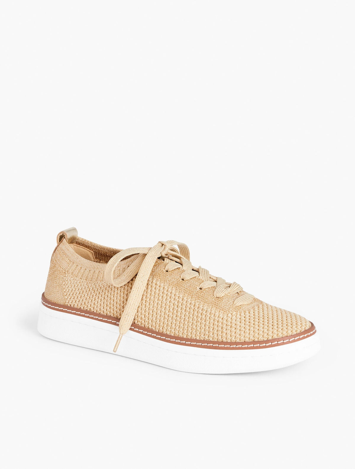 BRITTANY METALLIC KNIT LACE UP SNEAKERS | Talbots