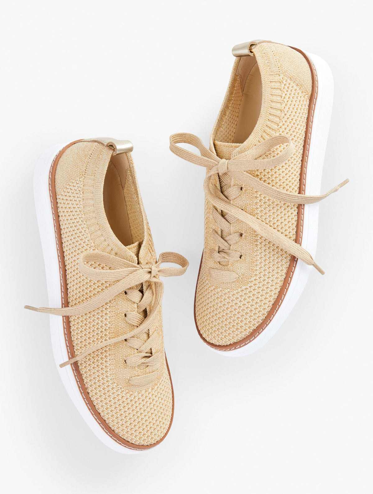 BRITTANY METALLIC KNIT LACE UP SNEAKERS | Talbots