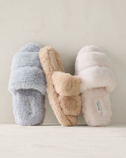 FAUX FUR BANDED SLIPPERS | Talbots