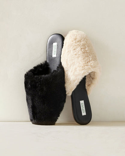 FAUX FUR MULE SLIDES | Talbots