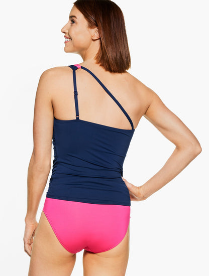 SUN OCEAN SAND ONE-SHOULDER CUTOUT TANKINI - COLORBLOCK | Talbots