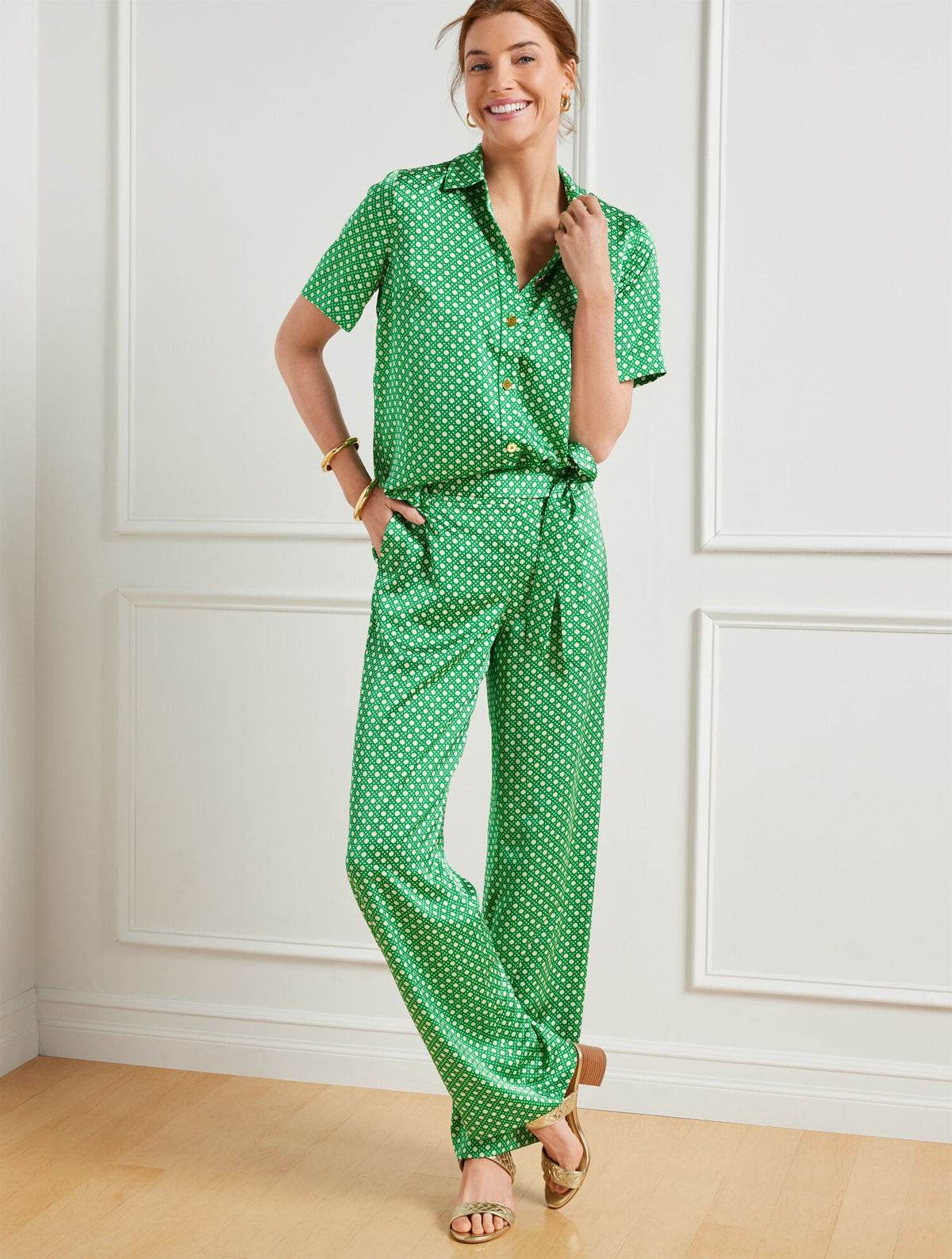 WIDE LEG PANTS - INTRICATE DOTS | Talbots