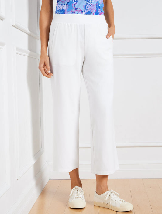 MODAL FRENCH TERRY WIDE CROP PANTS | Talbots