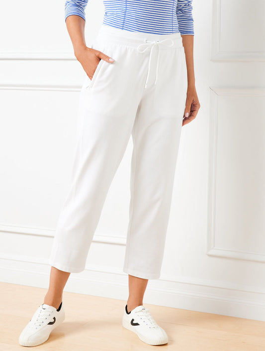 MODAL FRENCH TERRY STRAIGHT CROP PANTS | Talbots