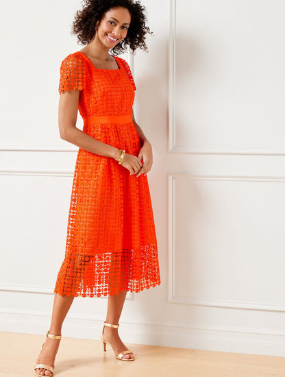 LACE FIT & FLARE DRESS | Talbots