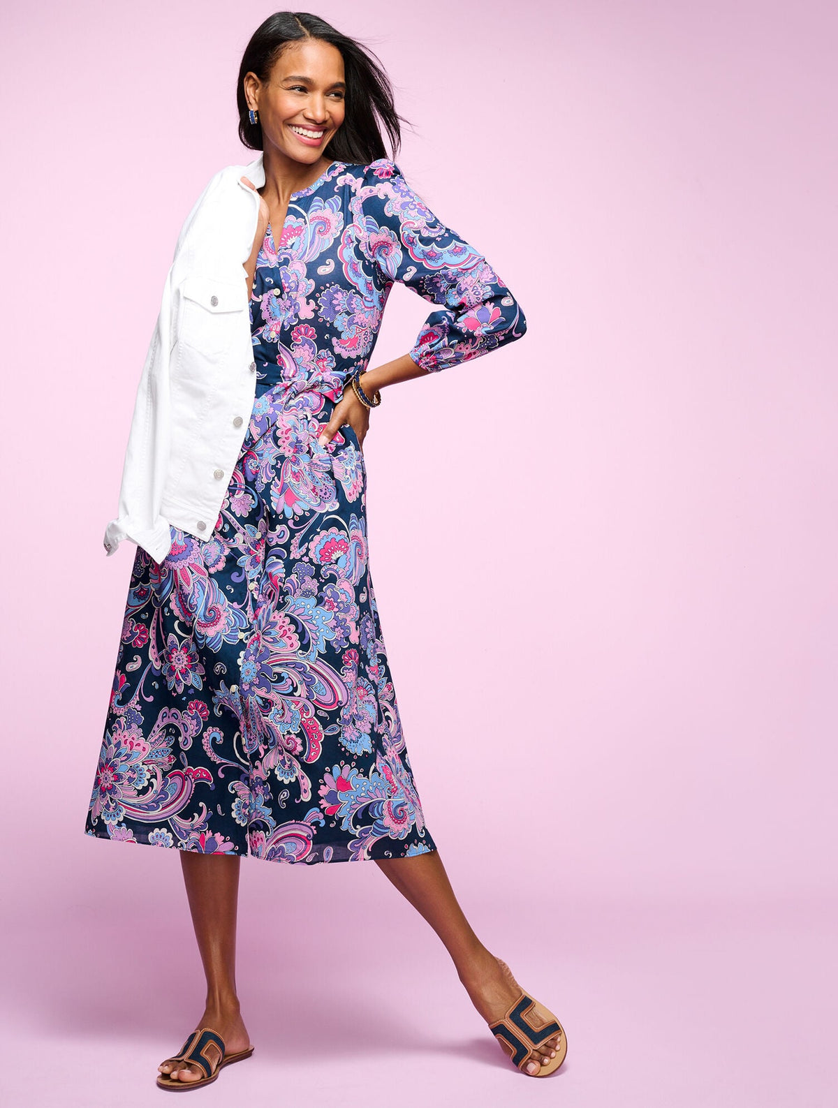 VOILE FIT & FLARE SHIRTDRESS - SWIRL FLORAL | Talbots