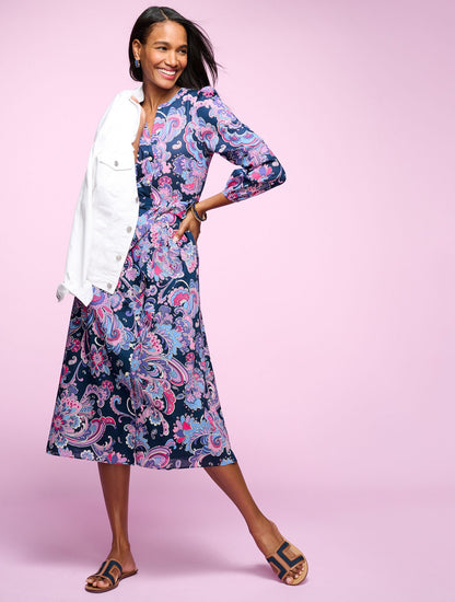 VOILE FIT & FLARE SHIRTDRESS - SWIRL FLORAL | Talbots