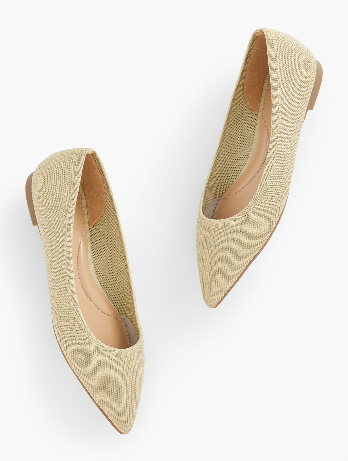 EDWIN METALLIC KNIT POINTED TOE FLATS | Talbots