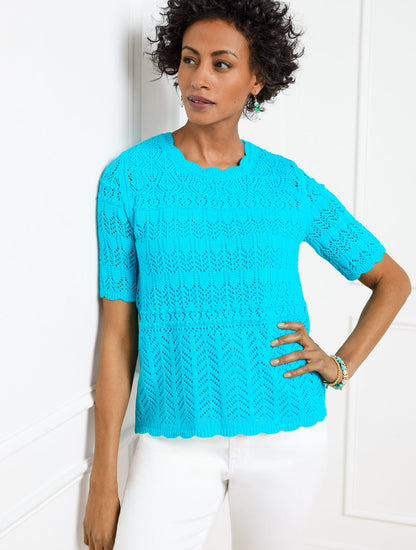 MIXED POINTELLE STITCH SWEATER | Talbots