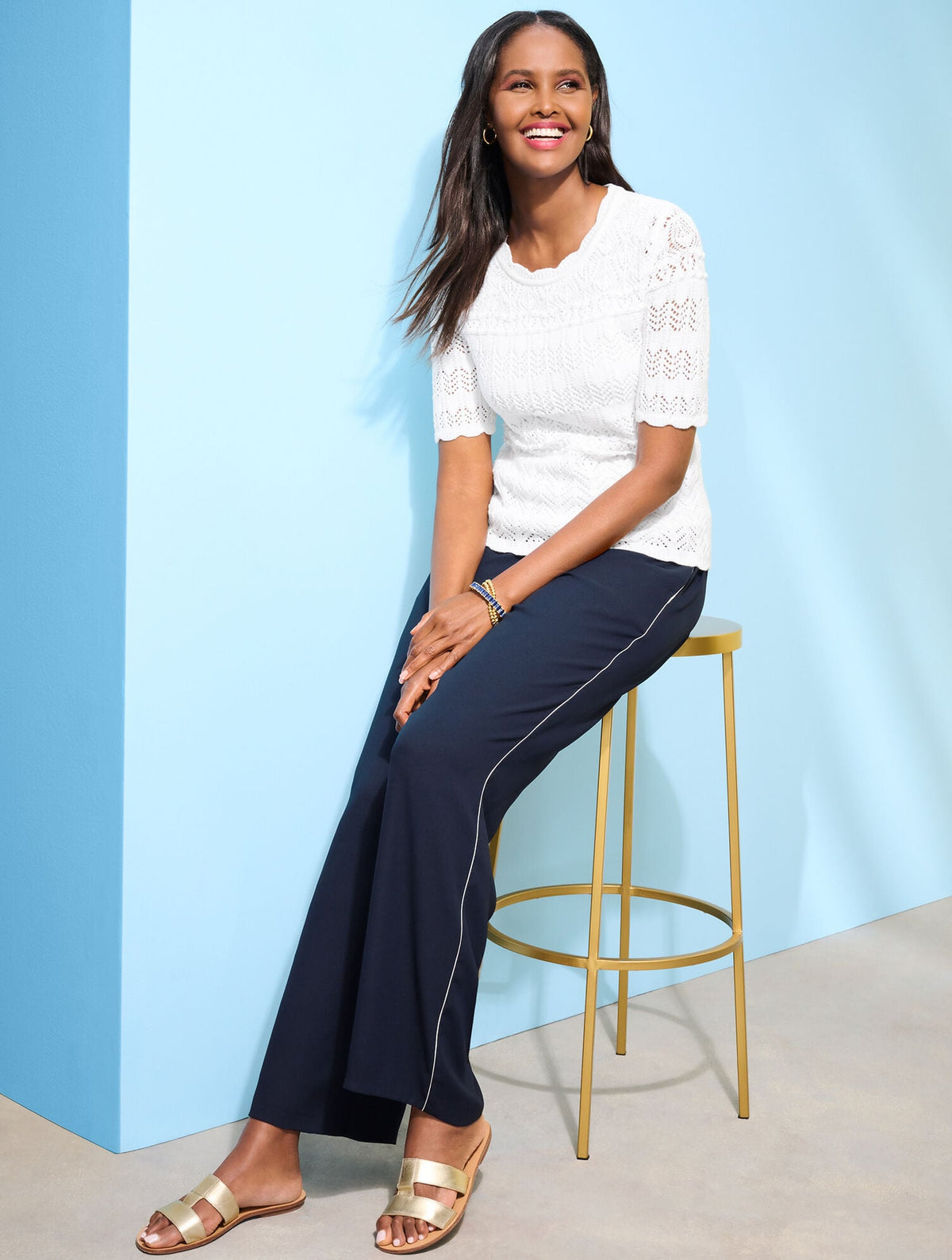 MIXED POINTELLE STITCH SWEATER | Talbots