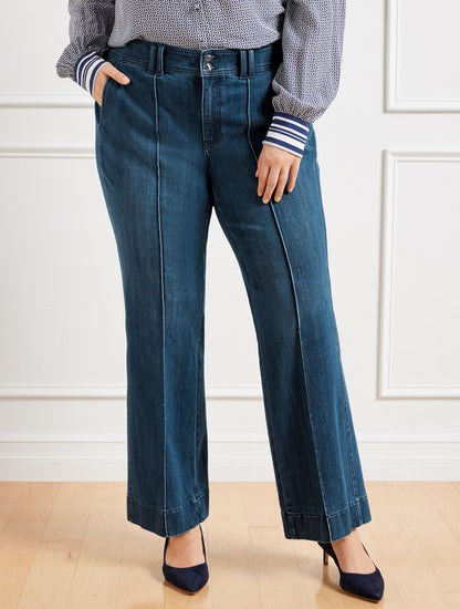 FLARE LEG PINTUCK JEANS - LAPIS WASH | Talbots
