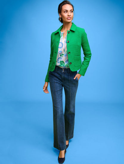 FLARE LEG PINTUCK JEANS - LAPIS WASH | Talbots