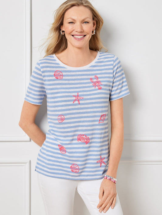 STARS & SHELLS CREWNECK TEE | Talbots