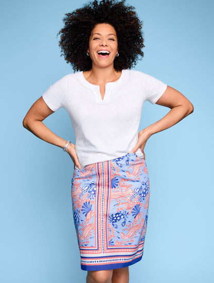 DOT TRIM SPLIT NECK TEE | Talbots
