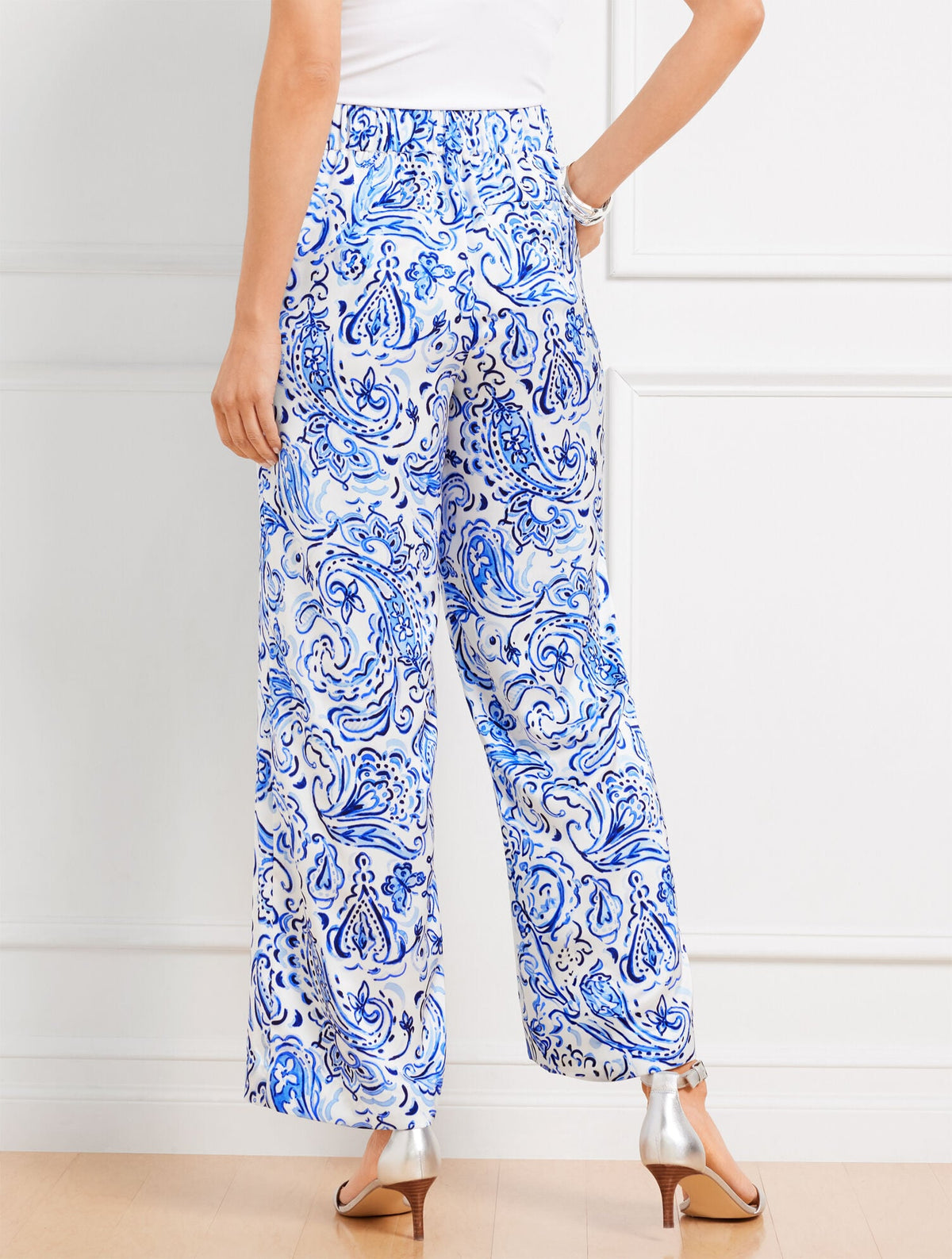 SATIN WIDE LEG PANTS - PAINTED PAISLEY | Talbots