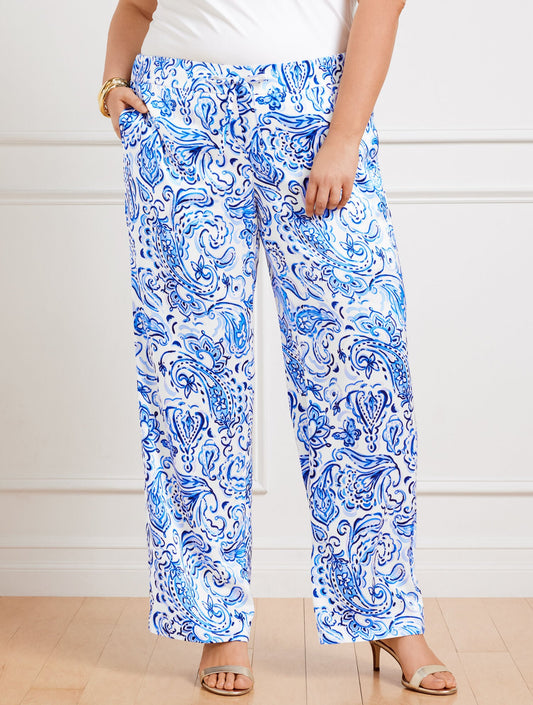 SATIN WIDE LEG PANTS - PAINTED PAISLEY | Talbots