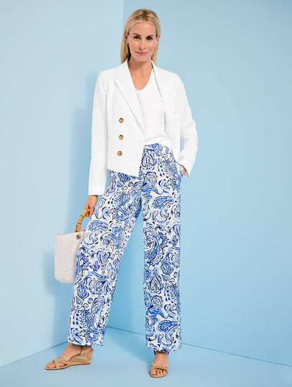 SATIN WIDE LEG PANTS - PAINTED PAISLEY | Talbots