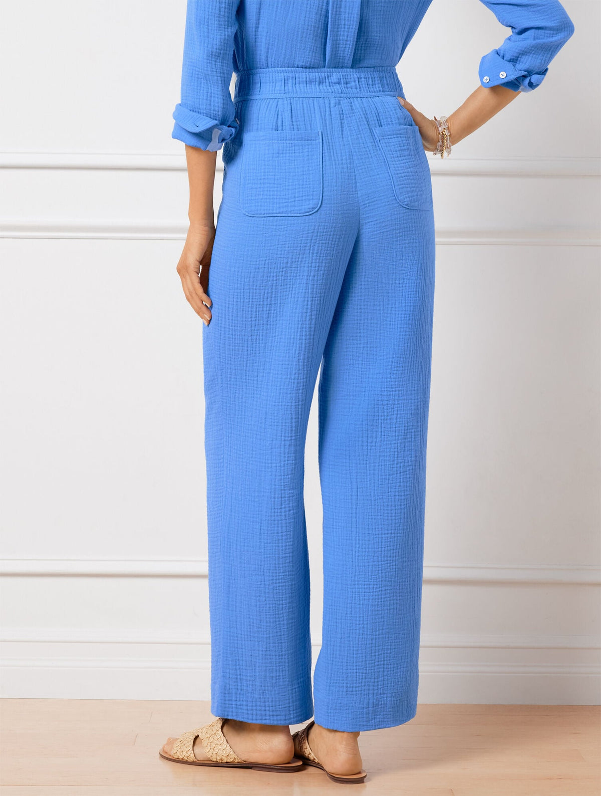 AIRY GAUZE WIDE LEG PANTS | Talbots