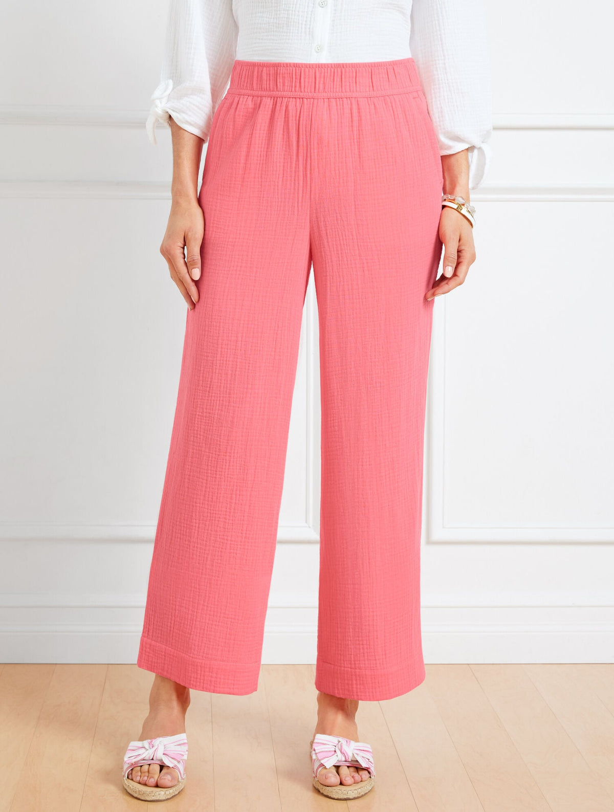 AIRY GAUZE WIDE LEG PANTS | Talbots
