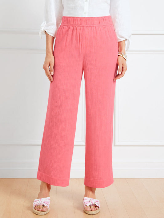AIRY GAUZE WIDE LEG PANTS | Talbots