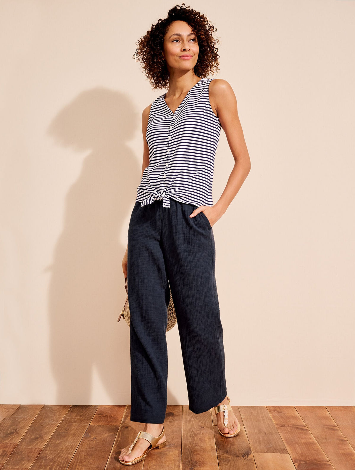 AIRY GAUZE WIDE LEG PANTS | Talbots