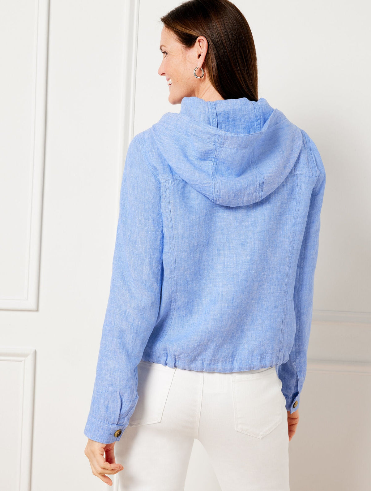 WASHED LINEN HOODED JACKET | Talbots