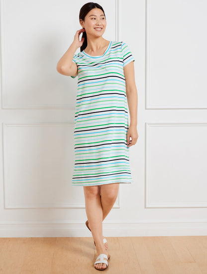 SHORT SLEEVE DRESS - VAST MULTI STRIPE | Talbots