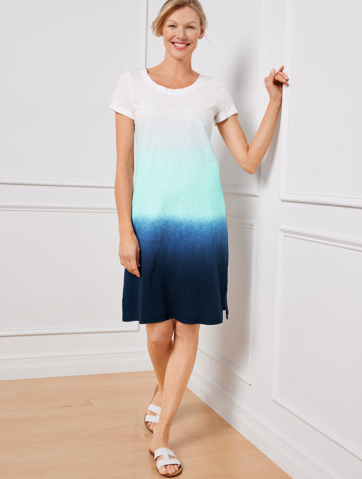 SUPERSOFT SLUB SHORT SLEEVE DRESS - DIP DYE | Talbots