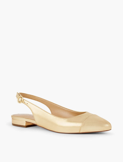 EDISON METALLIC LEATHER SLINGBACK FLATS | Talbots