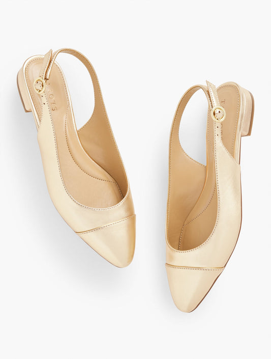 EDISON METALLIC LEATHER SLINGBACK FLATS | Talbots