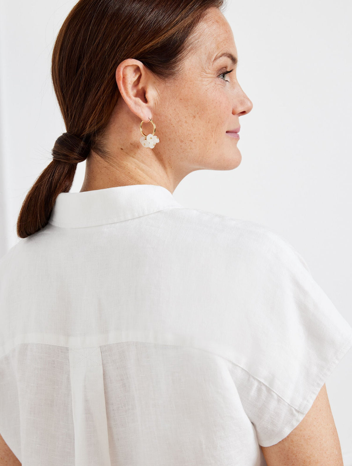 LINEN TIE HEM BUTTON FRONT TOP | Talbots