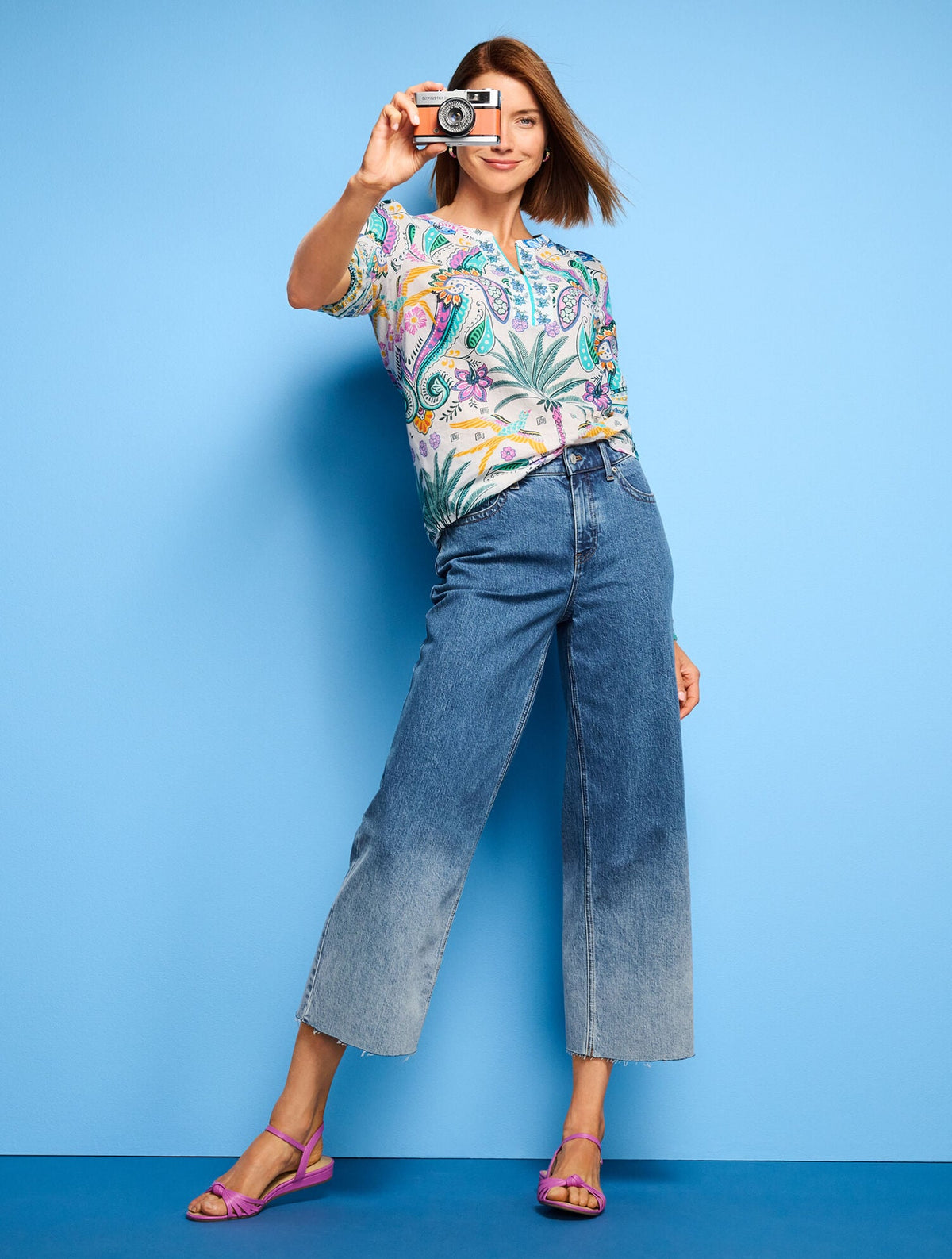 WIDE LEG CROP JEANS - HOFFMAN WASH | Talbots