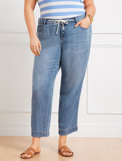 SUMMERWEIGHT DRAWSTRING ANKLE JEANS - WAVERLY WASH | Talbots