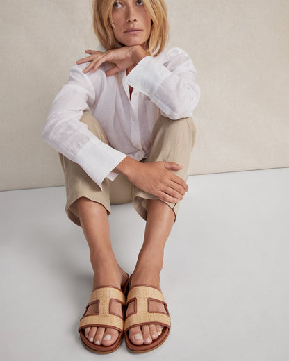 RAFFIA CUTOUT SLIDES | Talbots