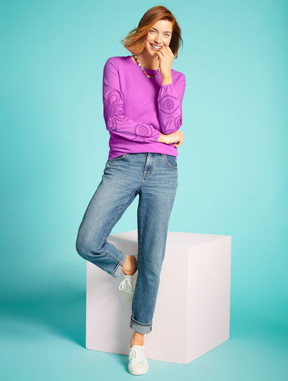 EMBROIDERED CREWNECK SWEATSHIRT | Talbots