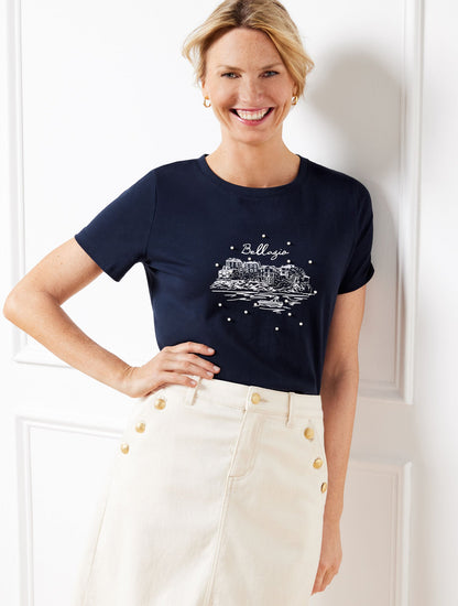 PEARL EMBELLISHED CREWNECK TEE | Talbots