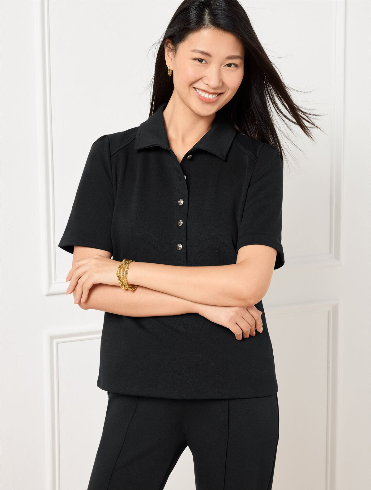 PASSPORT PONTE SHORT SLEEVE POLO | Talbots