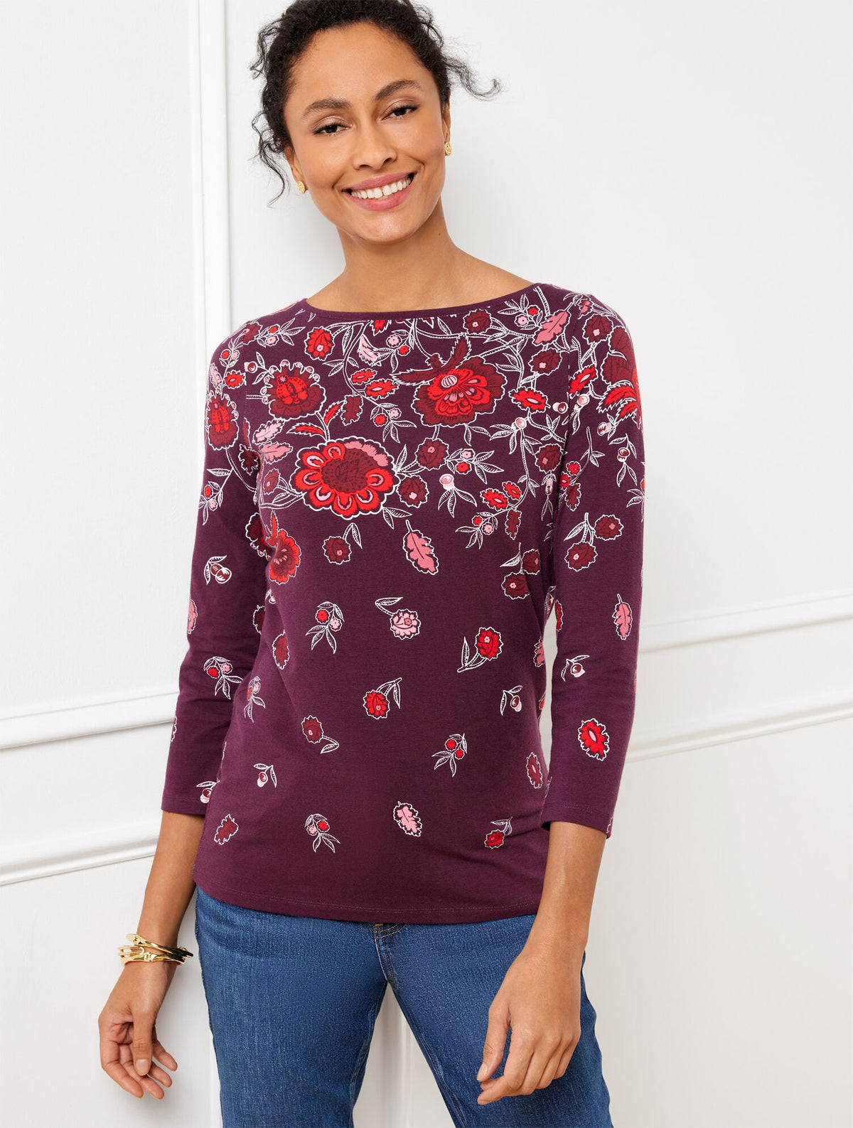 BATEAU NECK TEE - MAJESTIC BLOOMS | Talbots