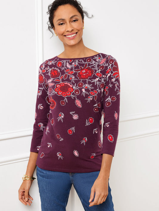 BATEAU NECK TEE - MAJESTIC BLOOMS | Talbots