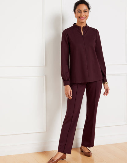 PASSPORT PONTE ZIP MOCKNECK PULLOVER | Talbots