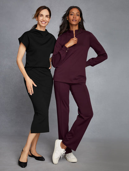 PASSPORT PONTE ZIP MOCKNECK PULLOVER | Talbots