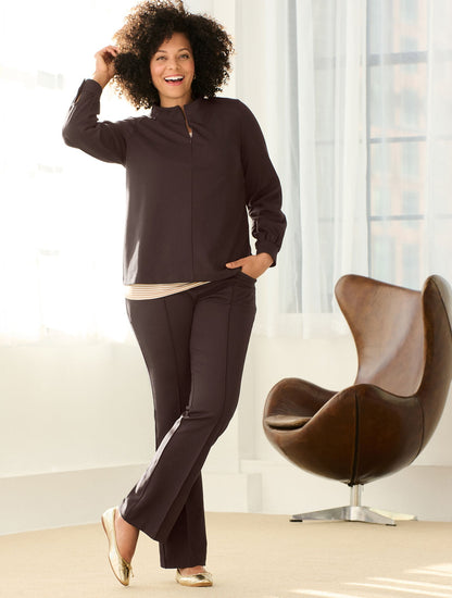 PASSPORT PONTE ZIP MOCKNECK PULLOVER | Talbots