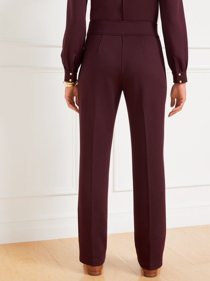 PASSPORT PONTE PINTUCK STRAIGHT LEG PANTS | Talbots